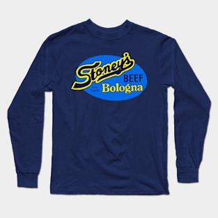 Stoney's Bologna - BEEF - Navy and Yellow Oval Logo Long Sleeve T-Shirt